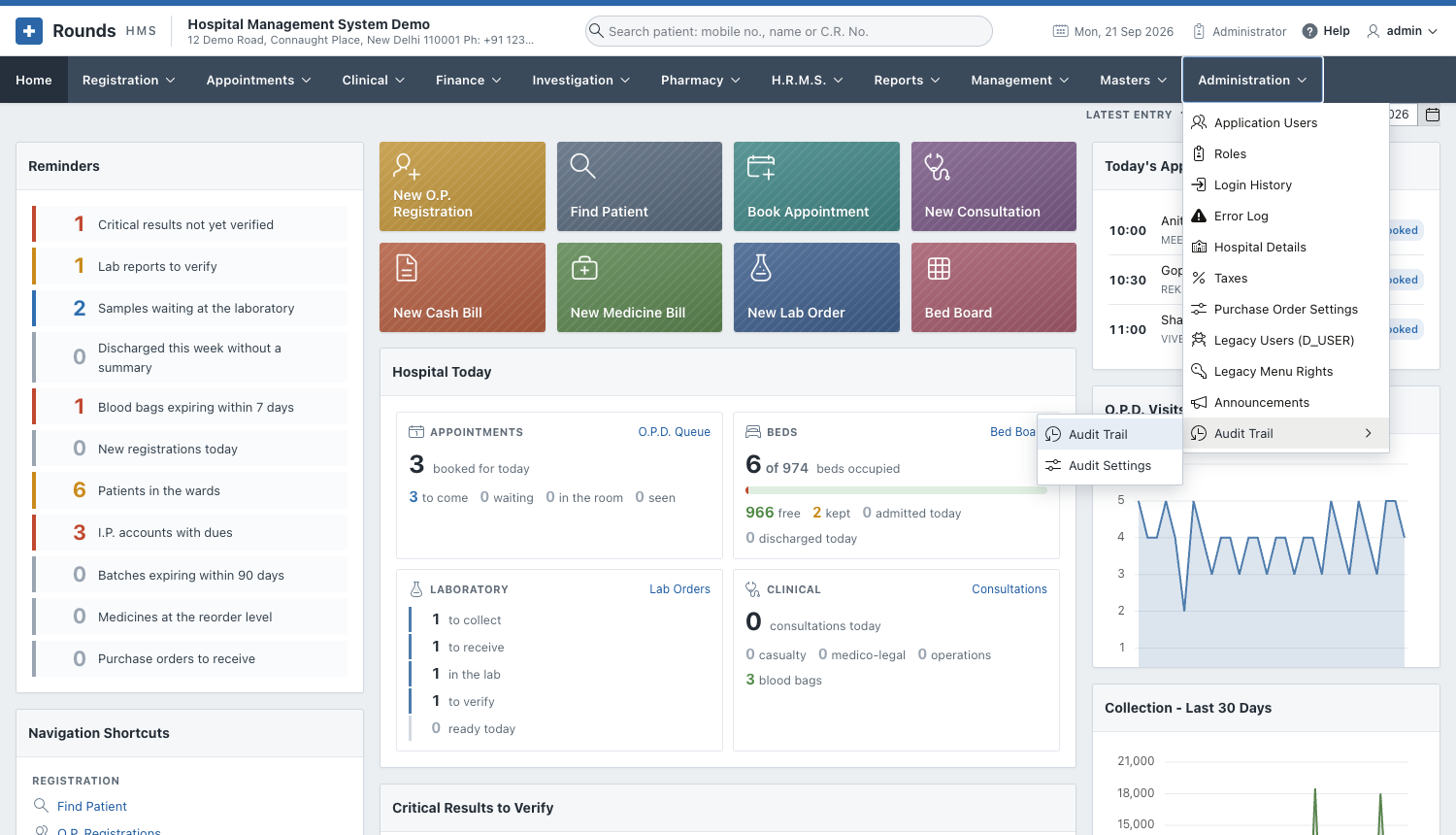 The Audit Trail submenu