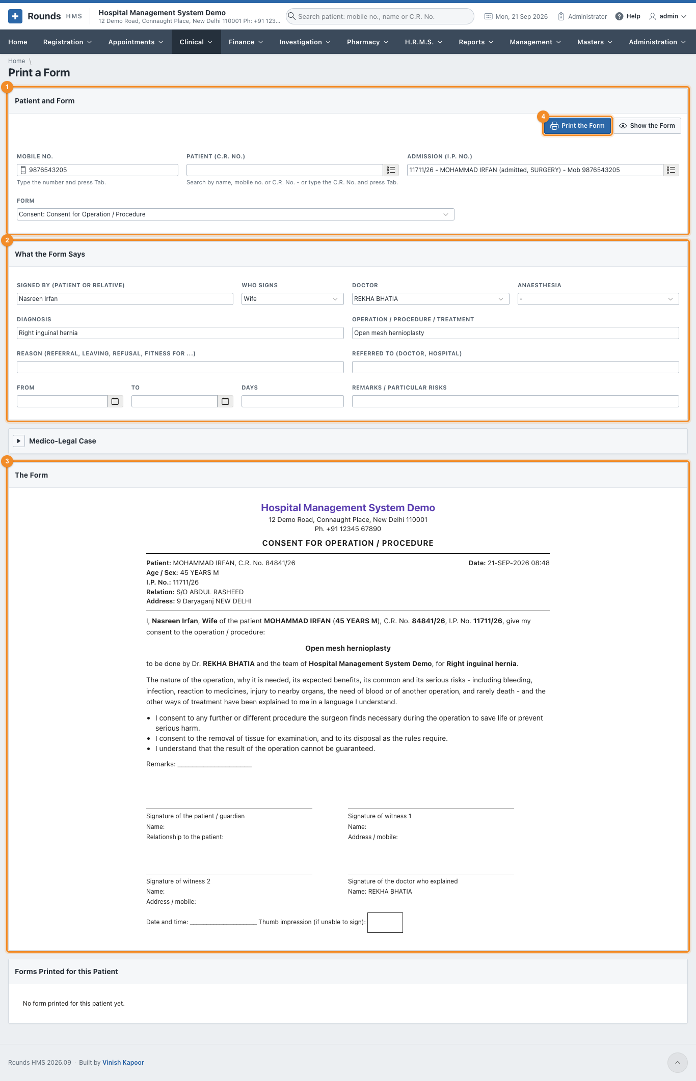 A consent form being filled in
