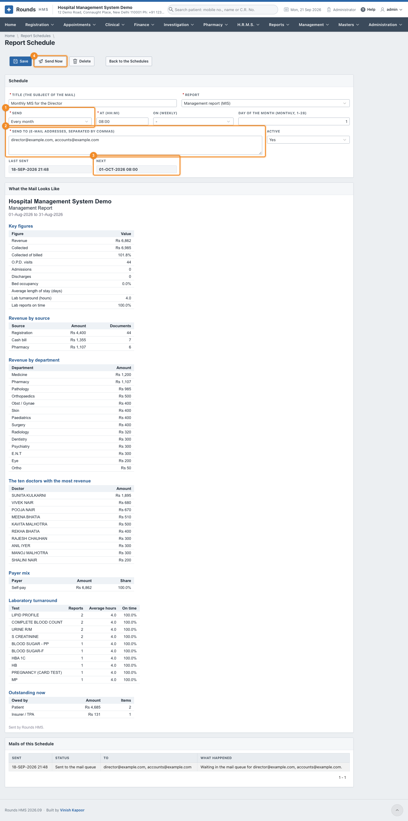 A report schedule