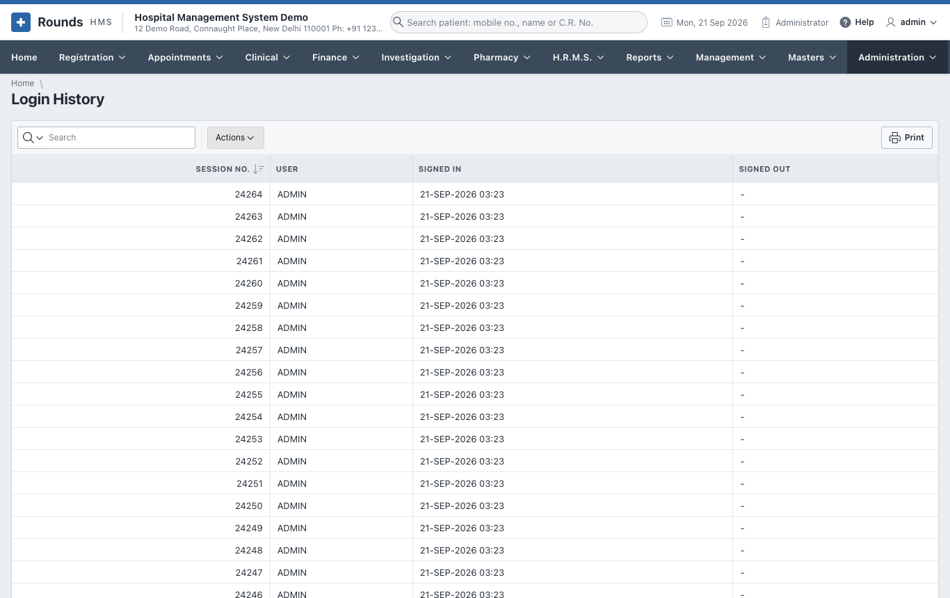 Login history
