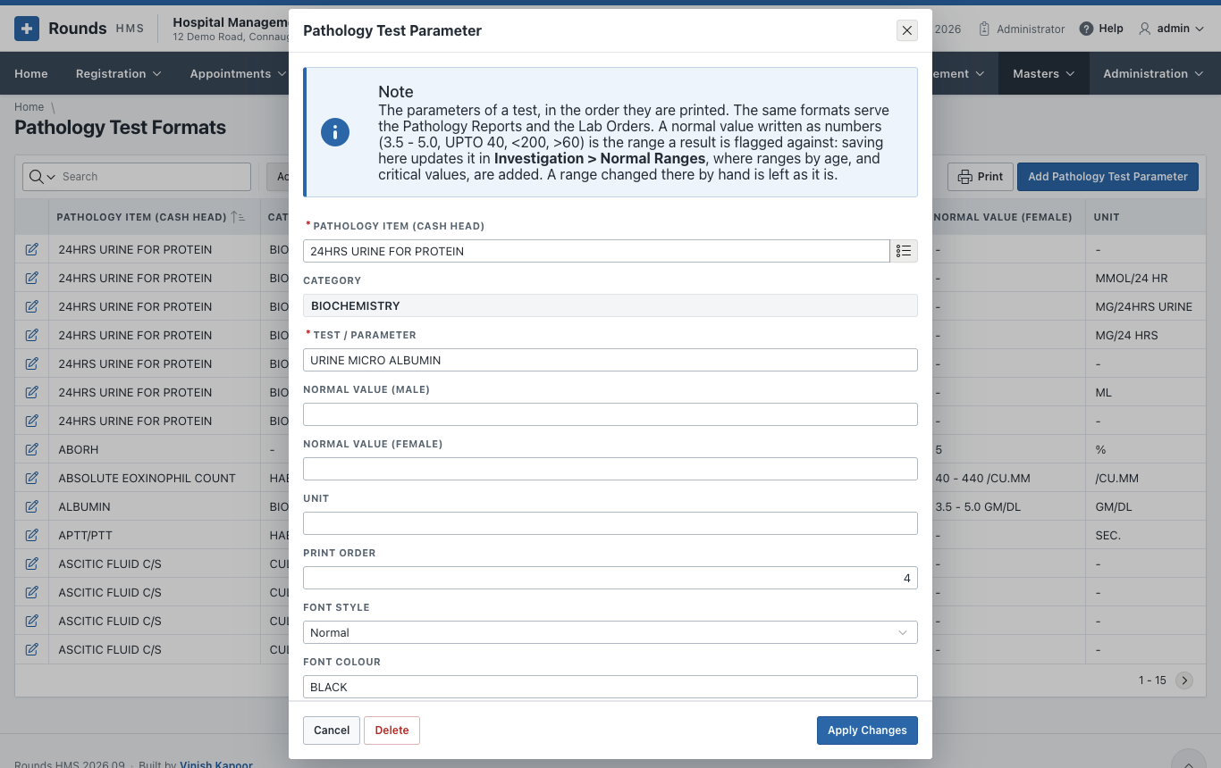 A parameter of a test
